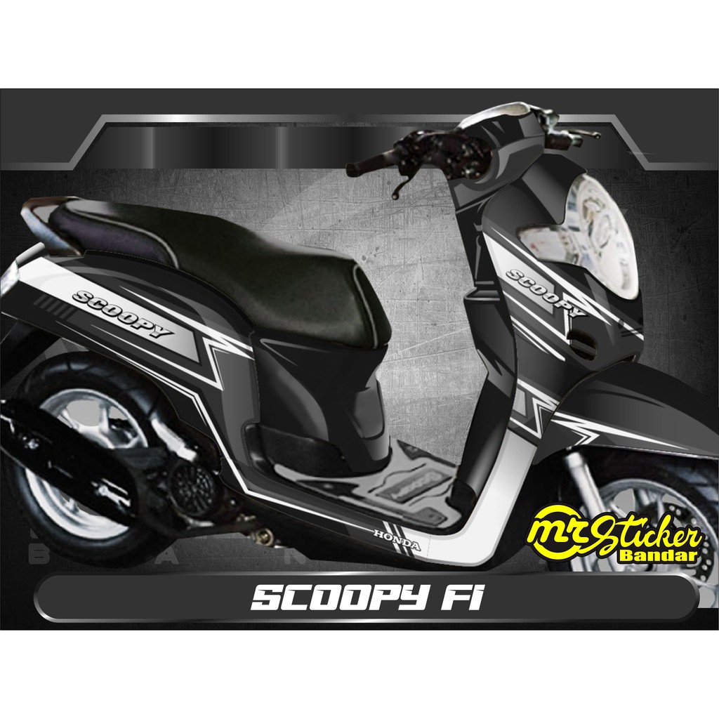 Sticker Decal Scoopy Fi Full Body Grafis Kalem Hitam Putih