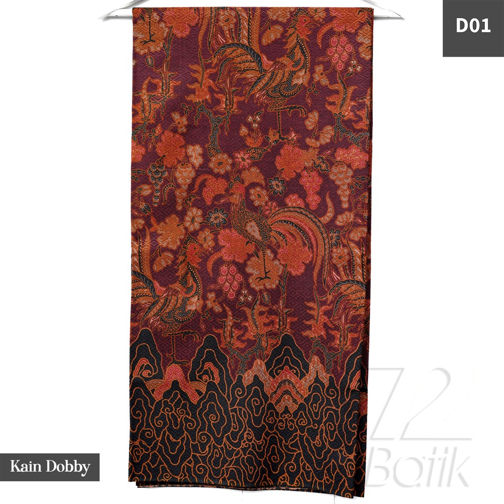 KAIN BATIK PREMIUM Bahan Dobby Motif Jago Alas Warna Hitam Black Orange 721652 Cap 72 Jarik Jarit Samping Kebat Panjang Batik Dobby Modern Premium Bahan Seragam Batik Pernikahan Kantor Keluarga Murah Kamen Jadi Batik Bali Lembaran