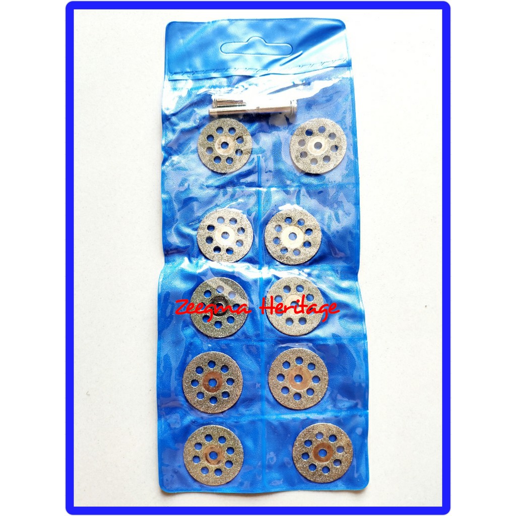 Mata Bor  Gergaji Pemotong akrilik Berlian Set 10 Pcs 2 Mandrel