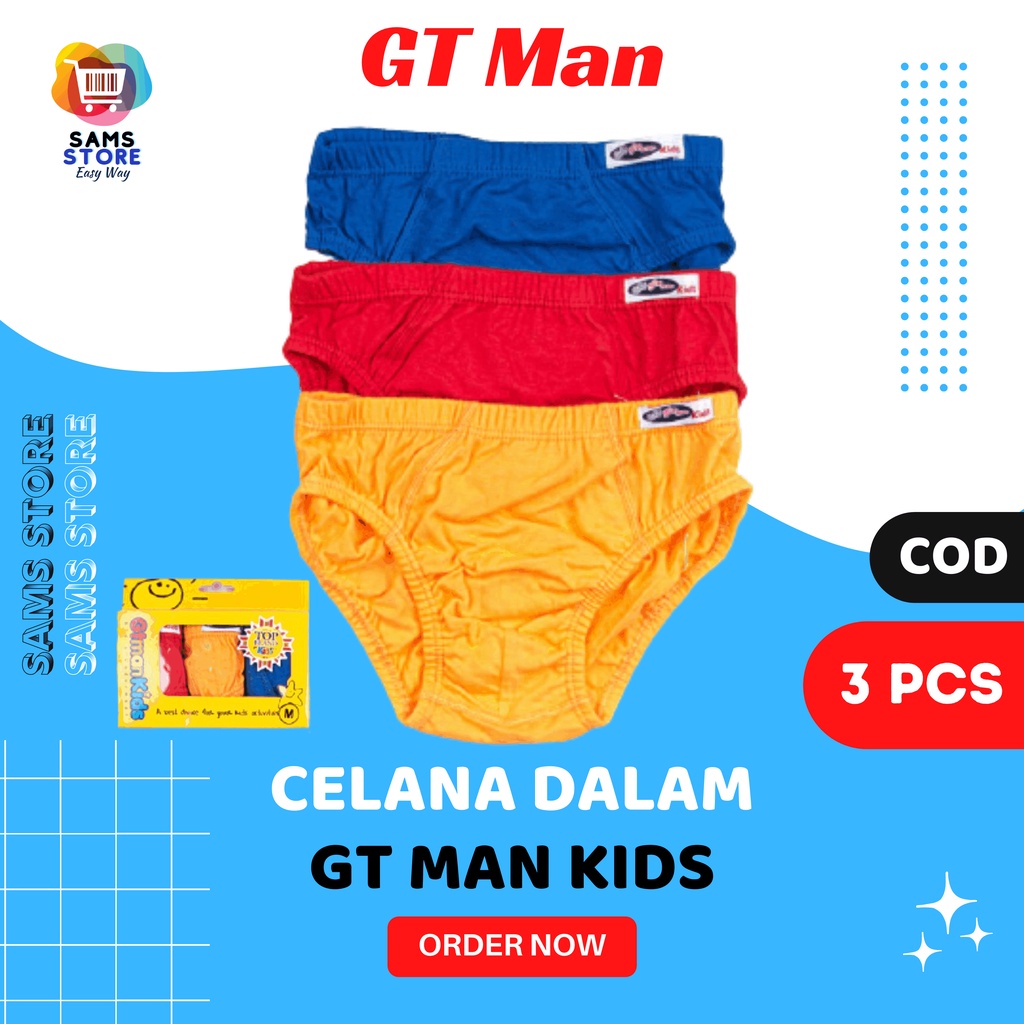 Celana Dalam Anak Laki-Laki GT Man Kids GTMK-01 Isi 3 Pcs Polos Warna Sempak Anak Laki Selempak Cowo