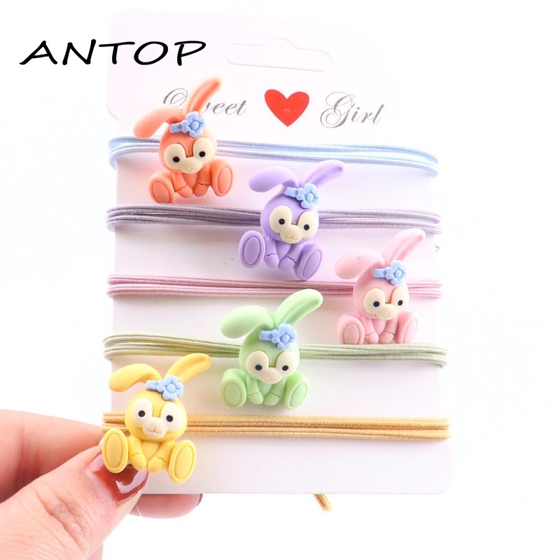 1 Pc Korea Kartun Kelinci Tali Rambut Elastis Tinggi Aksesoris Rambut Fashion Anak Perempuan ANTOP