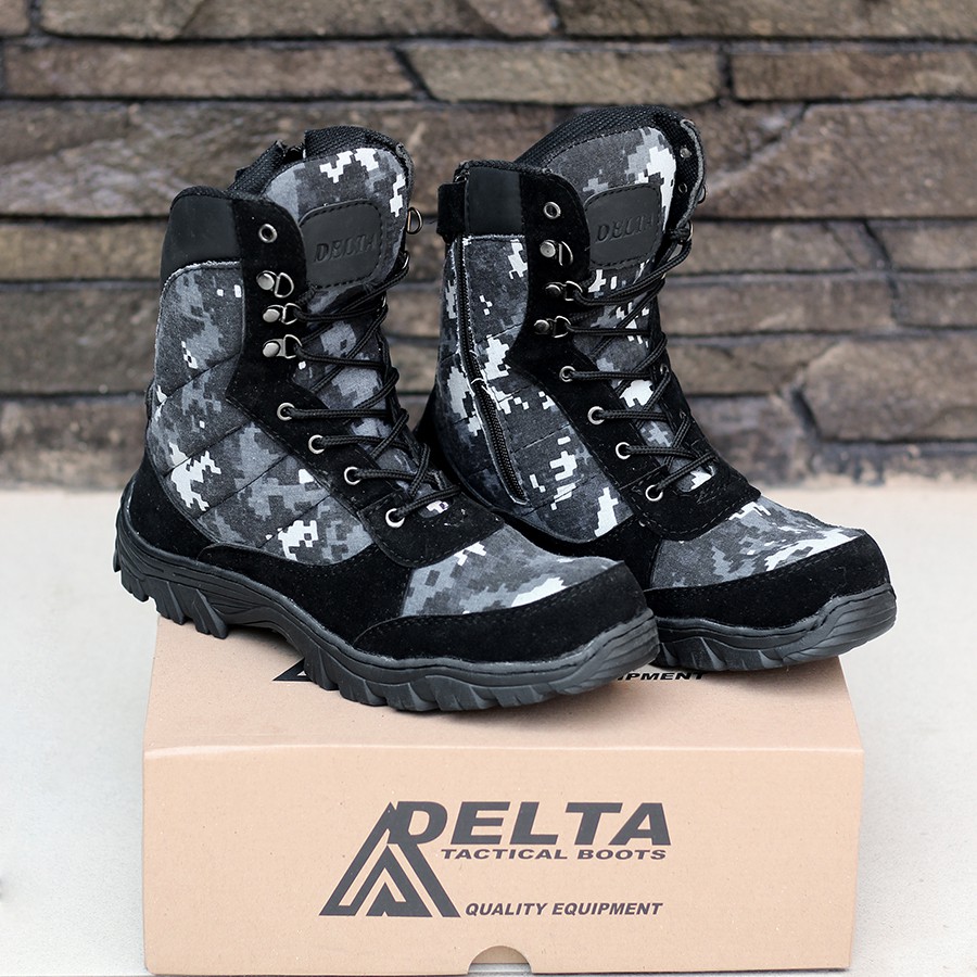 COD !!! Sepatu Pria Dlt Cordura Tactical Army Hitam High 8 Inc Boots Safety Hiking