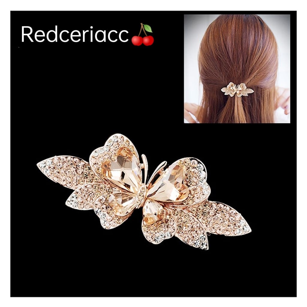 Jepit rambut otomatis wanita premium full zirkon asli mode korea original import 6.7cm