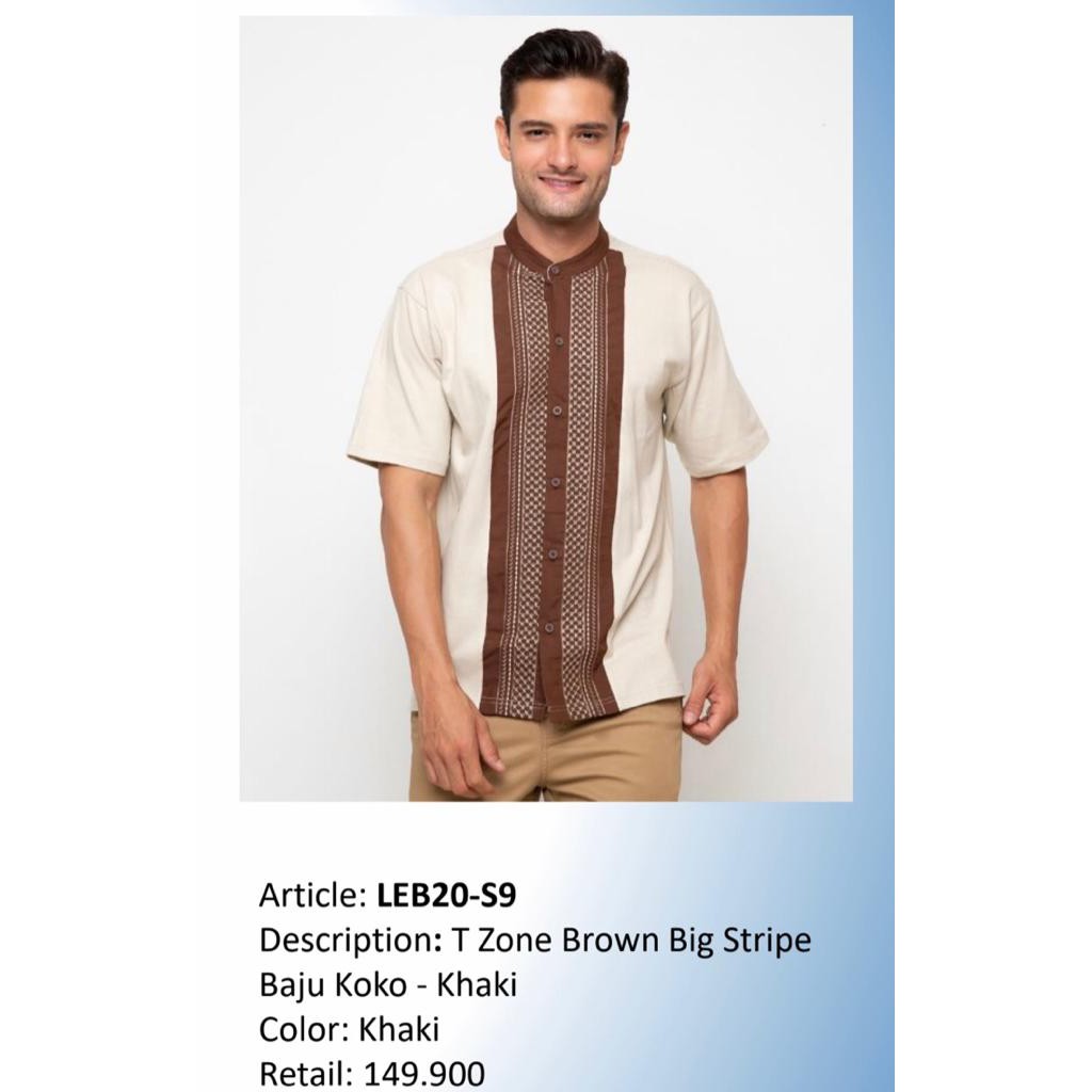 Baju Koko Brown Big Stripe T-Zone Original Matahari