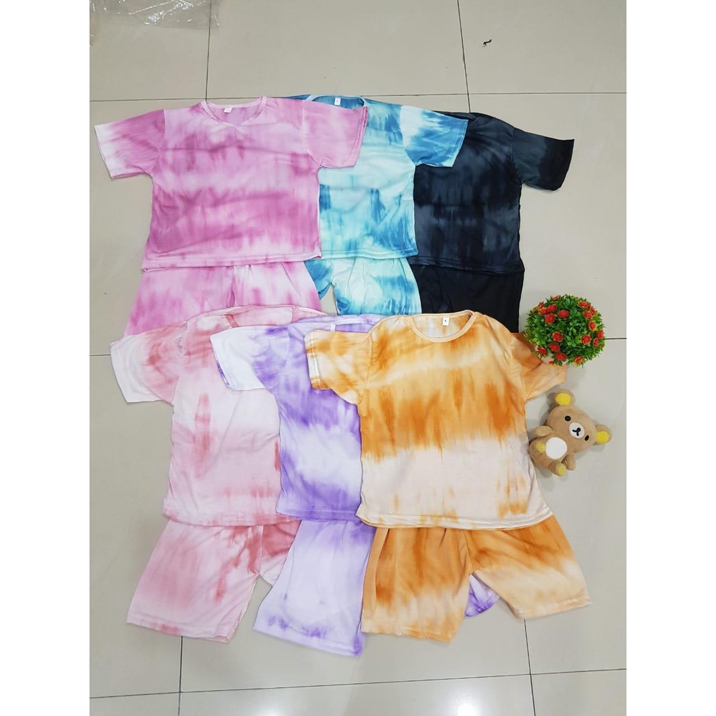 VS X - TIE DYE SHIRT SETELAN ANAK/KAOS VIRAL/KAOS ANAK/TIE DYE SHIRT/ LENGAN PENDEK/BAJU ANAK
