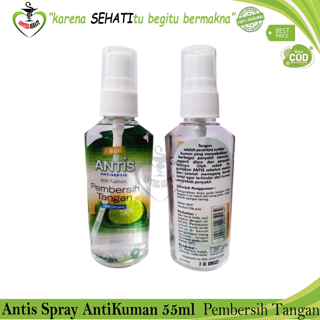 Antiseptik Antis Hand Sanitizer Spray 55ml Antikuman Antis Spray