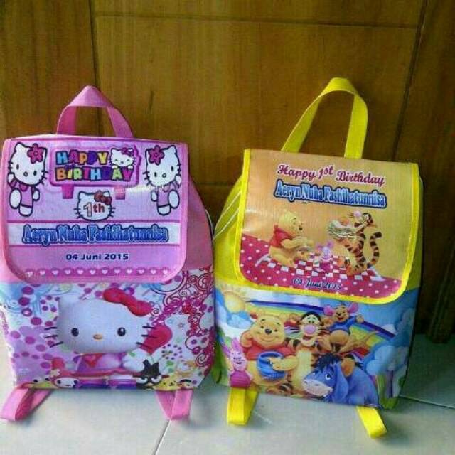 

Tas Ulang Tahun/Tas Souvenir Ultah Anak Model Ransel karakter kartun