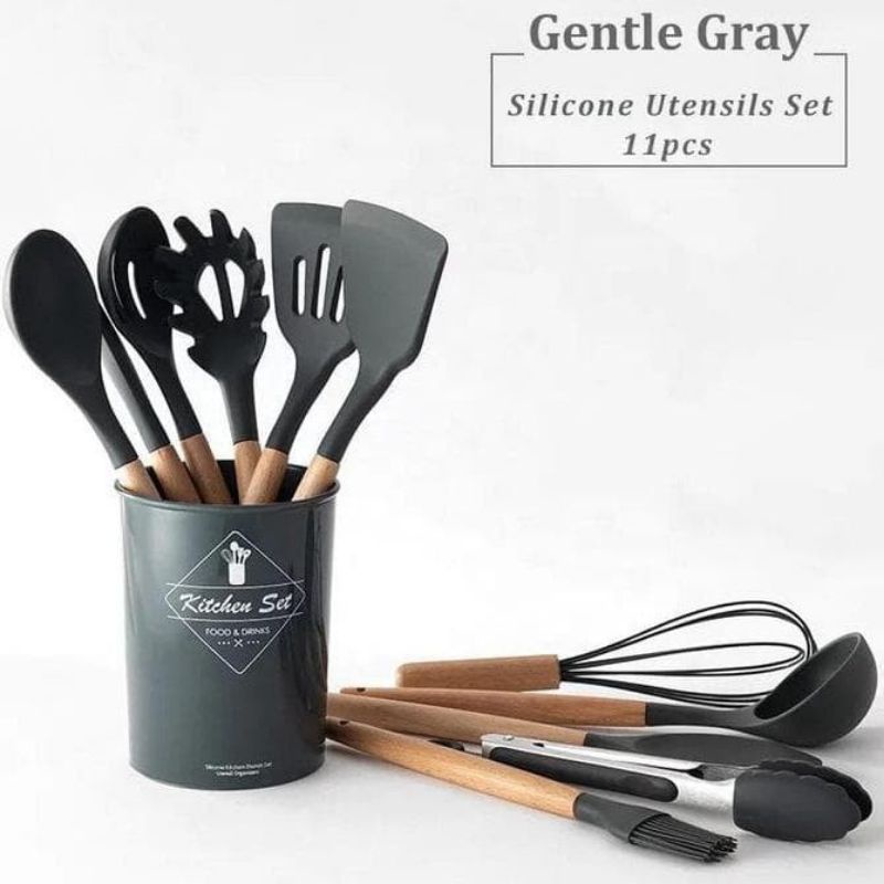 MJ88 SPATULA MASAK SET SUTIL SENDOK MASAK SILIKON KITCHEN UTENSILS SET SUPER MURAH