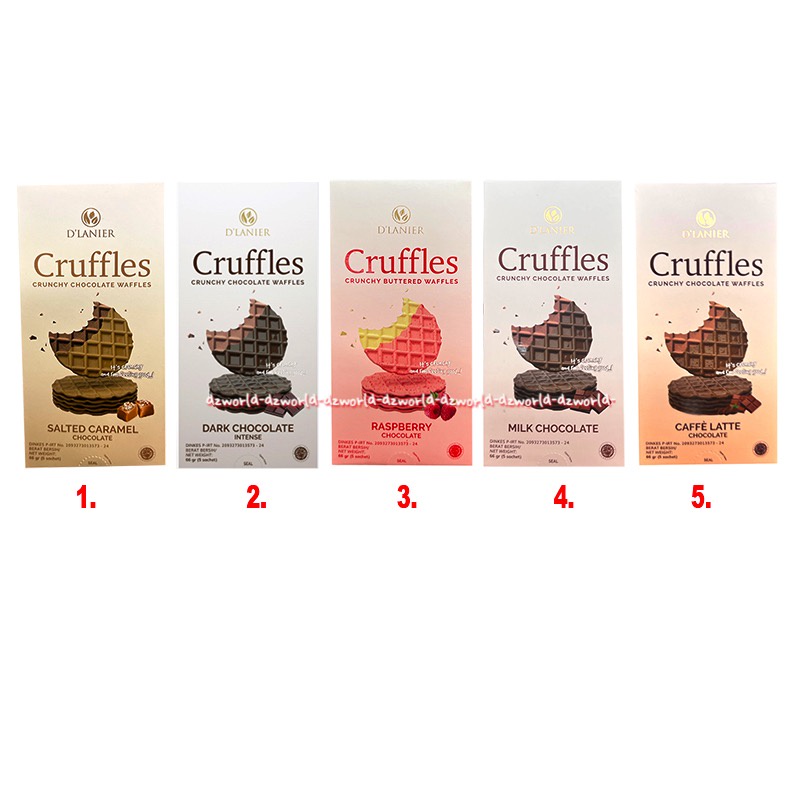 D'lanier Cruffles Crunchy 66gr Chocolate Waffles Salted Caramel Chocolate Dark Milk Caffe Latte Biskuit Wafel Krim Coklat Dlanier Krafel Crufles Kraffel
