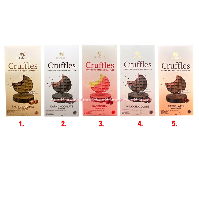 D'lanier Cruffles Crunchy 66gr Chocolate Waffles Salted Caramel Chocolate Dark Milk Caffe Latte Biskuit Wafel Krim Coklat Dlanier Krafel Crufles Kraffel