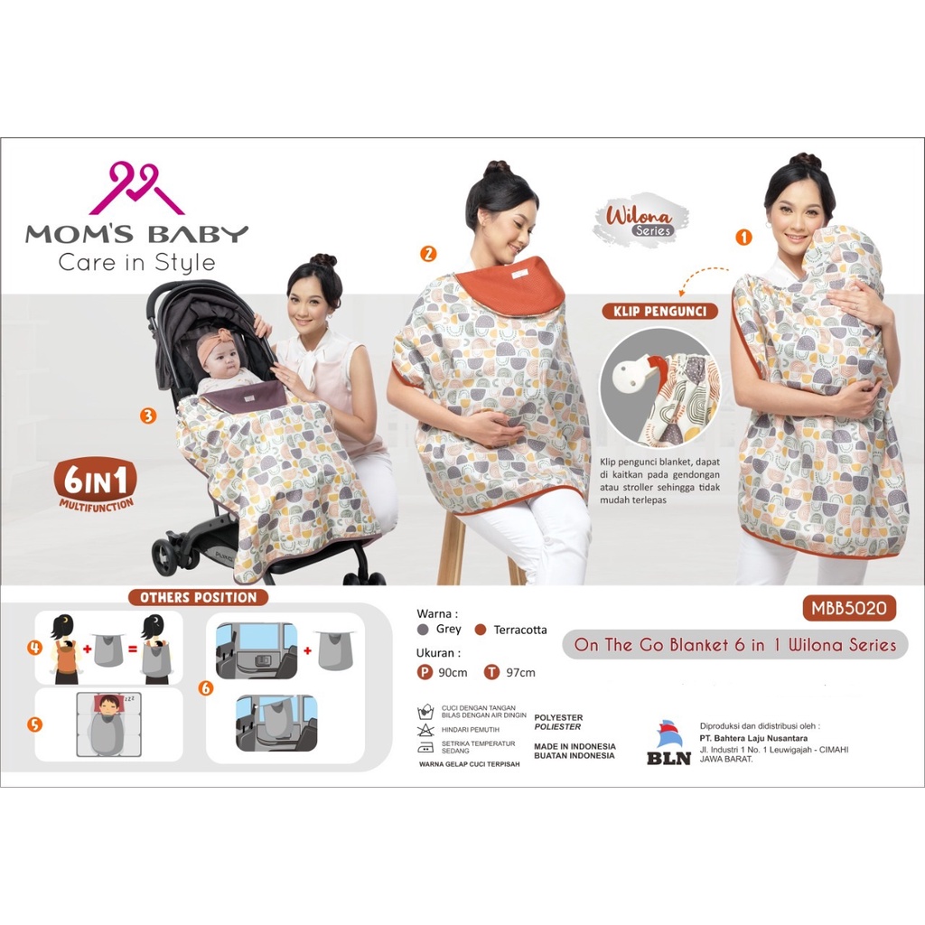 Mom's Baby On The Go Baby Blanket Multifungsi 6 in 1 Selimut Wilona Series - MBB 5020