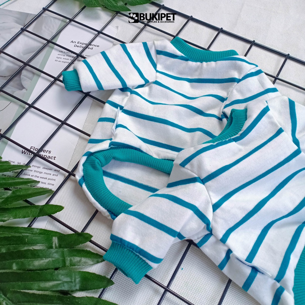 baju kucing anjing kelinci monyet lucu murah aksesoris hewan kecil - BUKI TEE STRIPE WHITE SERIES