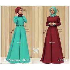 HOPYLOVY - Maxi Dress Wanita bahan Jersey Maharani + Pashmina + Belt