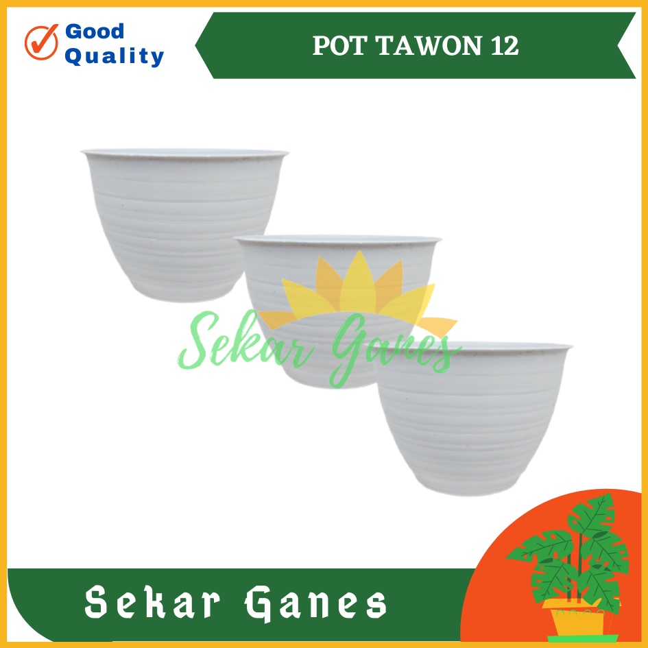 POT TAWON MDN 12 PUTIH MOTIF TAWON - POT PLASTIK 12CM VAS BUNGA TAWON BULAT - bunga AGLONEMA MURAH