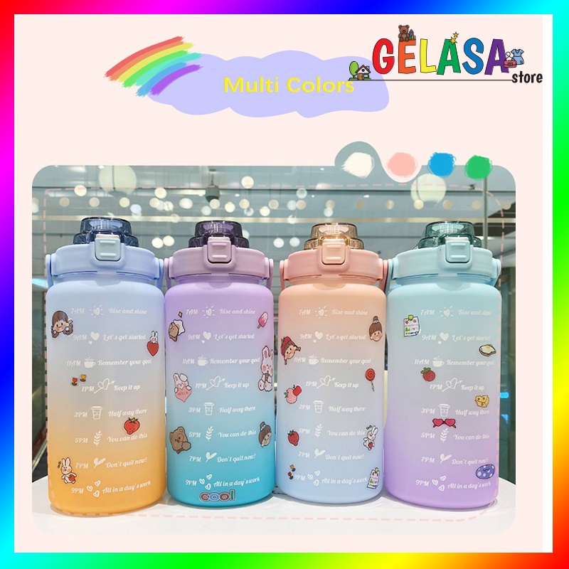 Gelasa Botol Air Minum Jumbo 2L Motivasi dengan Stiker