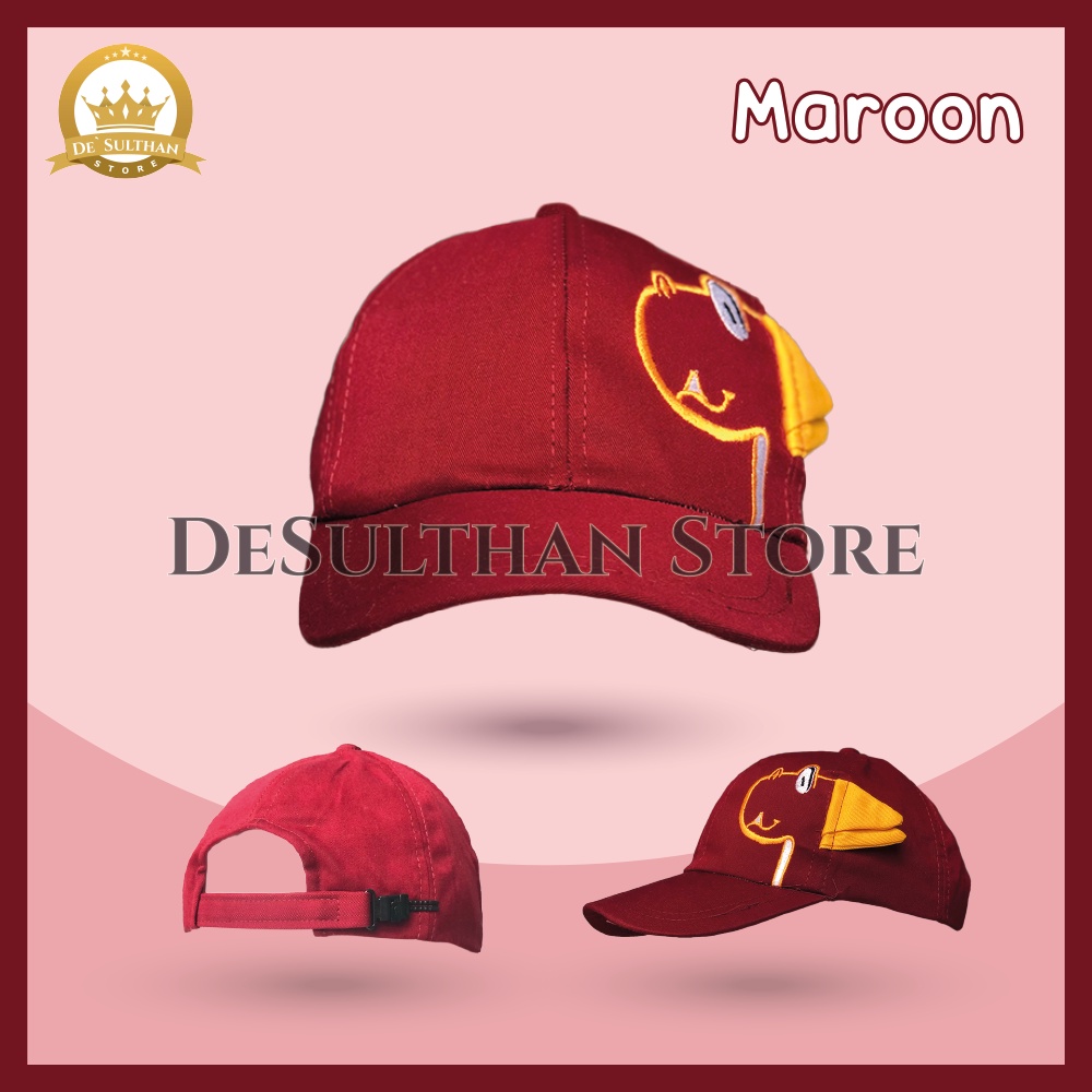 Topi Anak Laki Laki Perempuan DINOSAURUS 2 - 9 Tahun Bordir 4 Warna Karakter Kartun High Quality Unisex Dino, Hitam, Kuning, Maroon, Merah, Baseball, Bucket Dinosaurus, Pengait Rel, Original, Termurah, Terlaris, Ori, Korea-4