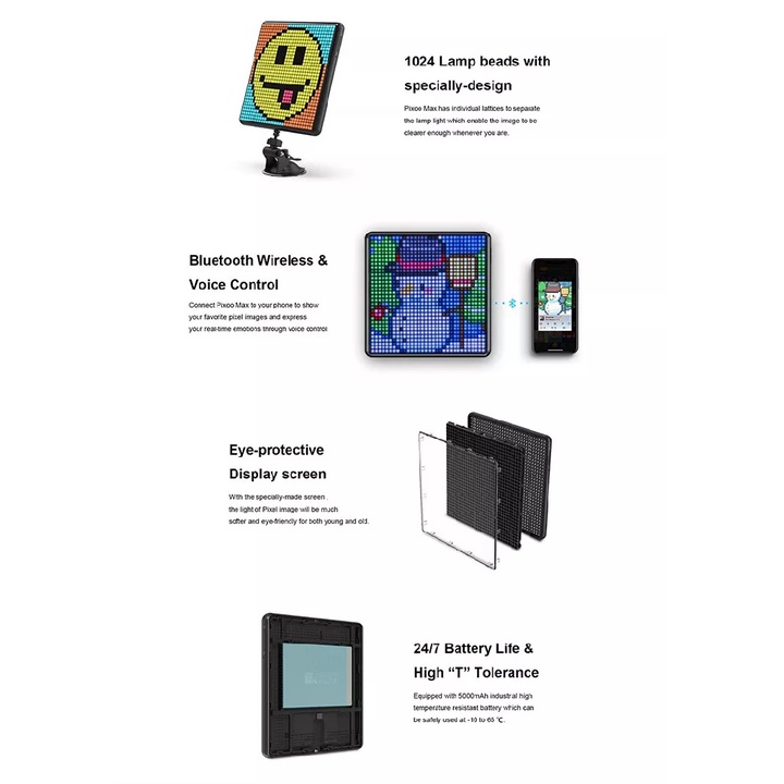 DIVOOM PIXOO MAX - DIY Pixel Art Photo Frame LED Display App Control