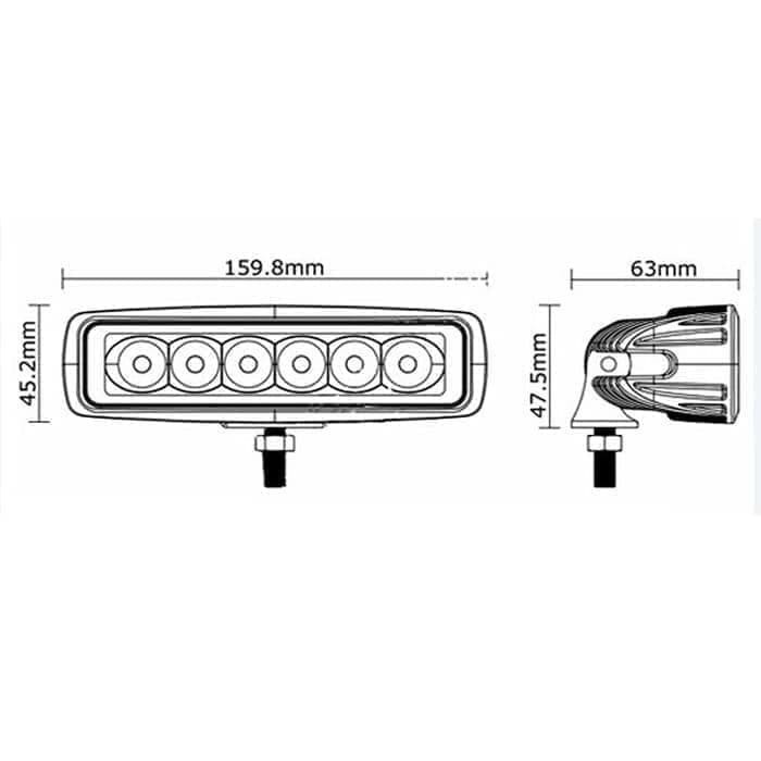 Lampu Tembak LED Bar Sorot 6 Mata Timbul Worklight 18W