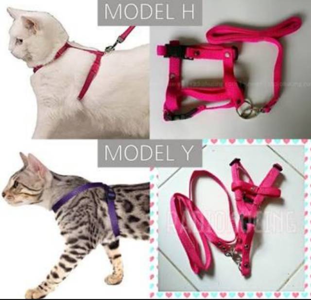 1 set kalung lonceng + harness badan + tali tuntun 1 cm anjing kucing