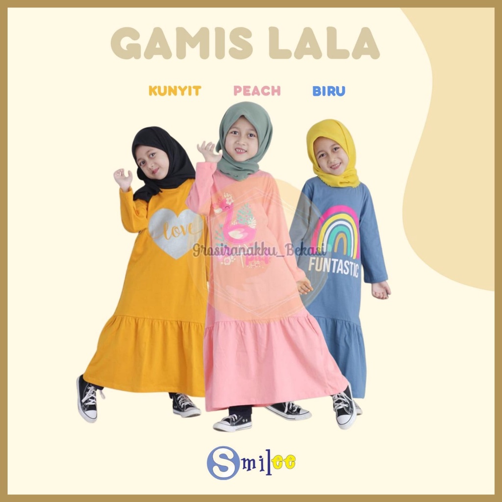 Gamis Kaos Anak Lala Mix Warna Size 2-8Thn Free Masker