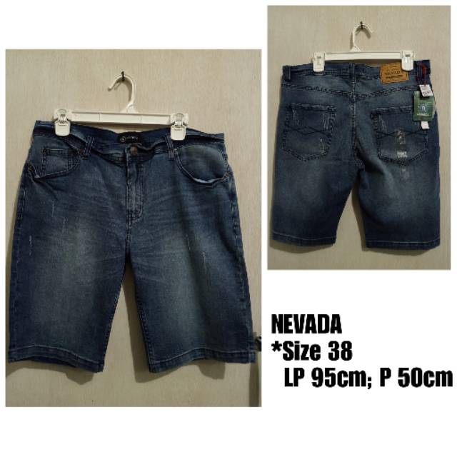 Celana jeans  pendek cowok branded NEVADA