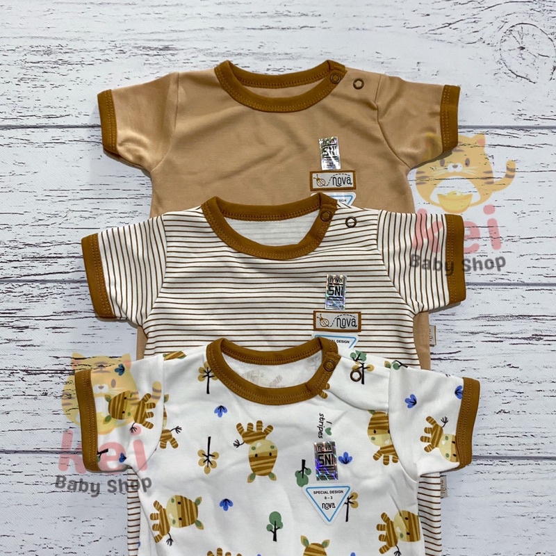 Nova Jumper Bayi Karakter Polos Coklat - Romper Pendek Bayi Nova 0-3 3-6 6-9 Bulan