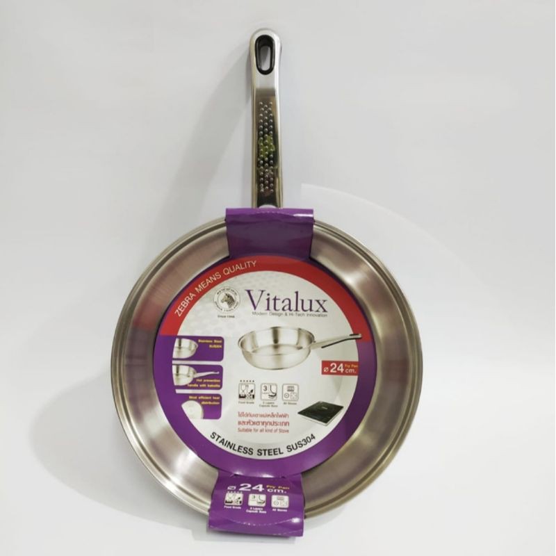 Fry Pan ZEBRA Vitalux Stainless Steel 24 Cm 175325 Wajan Penggorengan