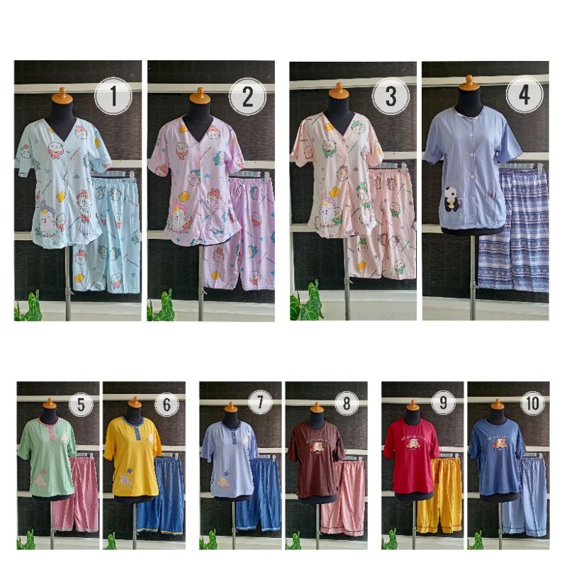 Set Babydoll Baju Tidur Amro 3/4 - LD 98 (Label Putih)