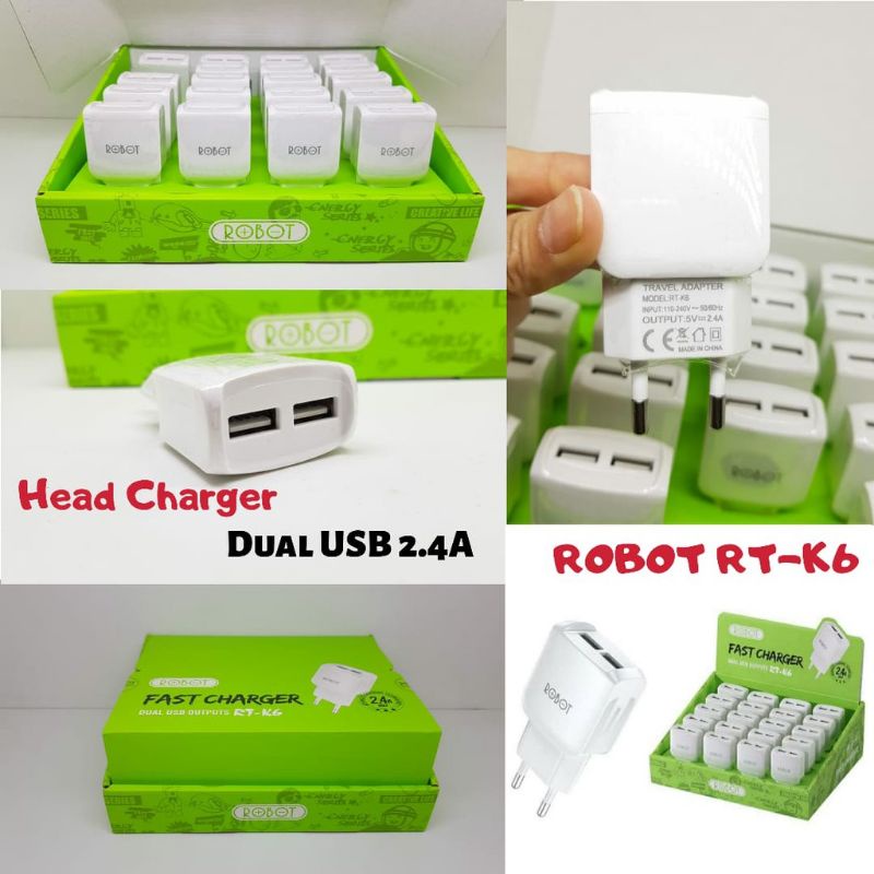 Kepala Batok Power Adapter PD 2.4A 2 Dual Output Charger Charging Travel USB Fast Flash Chasan Casan