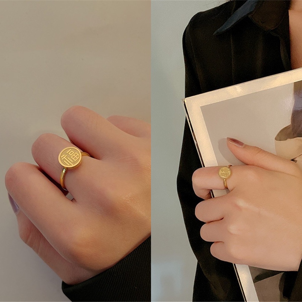 【COD Tangding】Fu Cincin Model Terbuka Gaya Cina Untuk Wanita