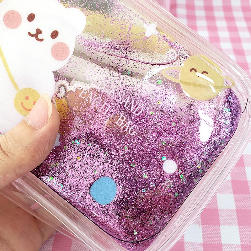 

Tempat pensil Kotak Pensil Tas kosmetik GLITTER Quicksand Liquid Cute Animal