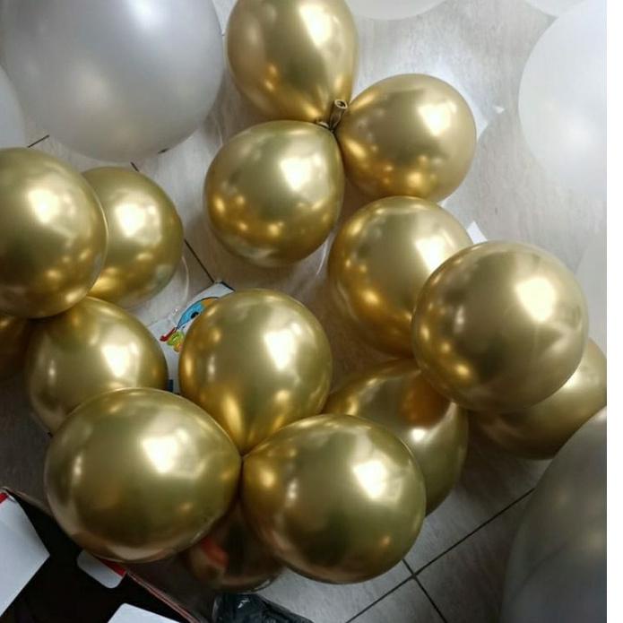 Balon 5 inch chrome shuaian gold silver 1 pack isi 100
