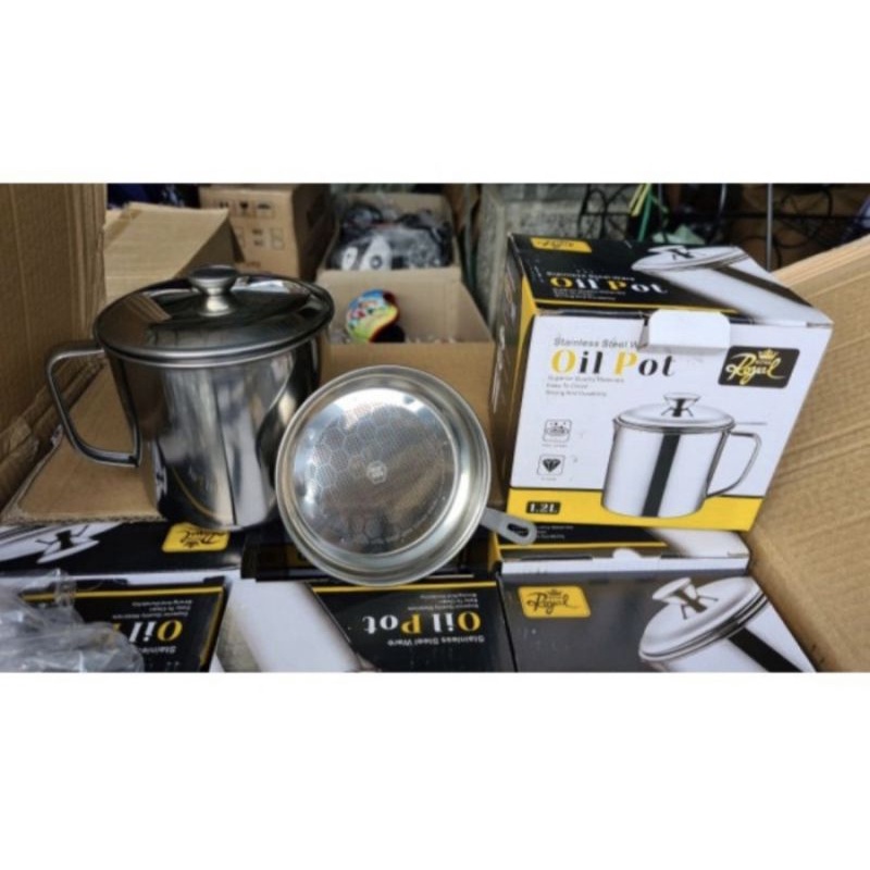 BISA COD - OIL POT / OilPot Stainless Steel Tempat Saringan Minyak Bekas 1,2 Lit