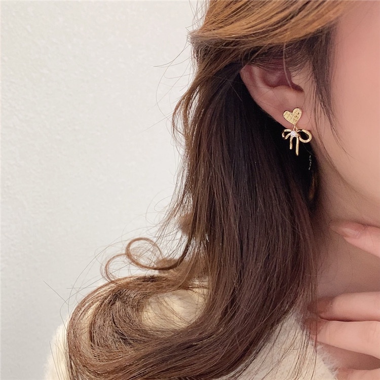 Anting Tusuk Silver S925 Gaya Korea Bentuk Hati Untuk Perhiasan Wanita