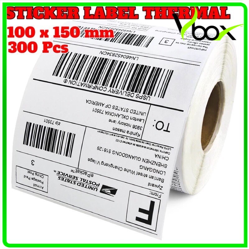 

STICKER LABEL THERMAL LABEL STICKER PENGIRIMAN THERMAL BARCODE ONLINE SHOP UK. 100x150 / 300 Pcs