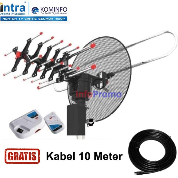 Antena Intra INT-888 DGT Booster Smart Chip Remote Free Kabel 10 M Termurah