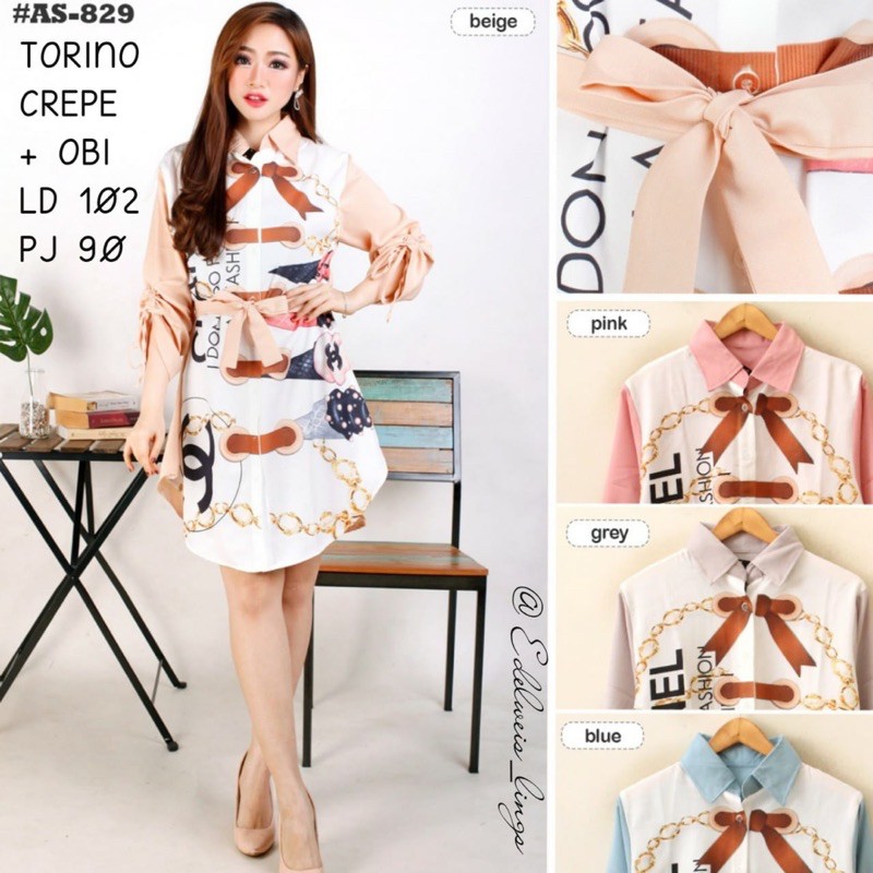Dress setengah lengan Torino Crepe + OBI