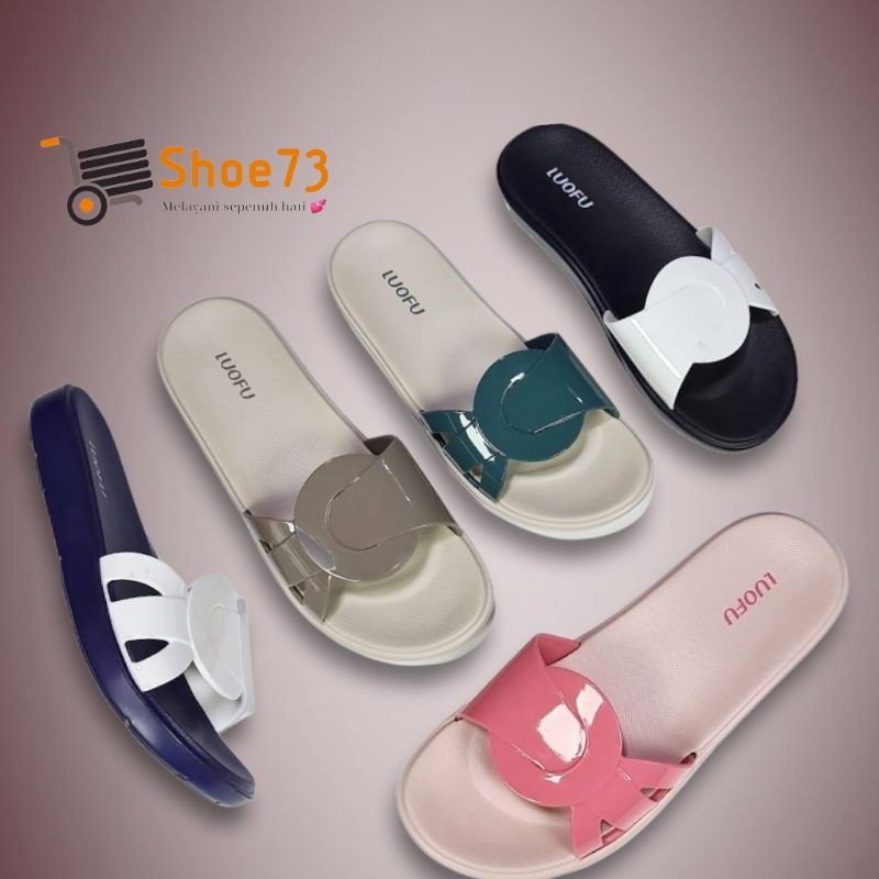 LUOFU E 7172 -E01DW SIZE 36-40 ORIGINAL l Sandal Selop jelly wanita l Sendal kokop cewek impor