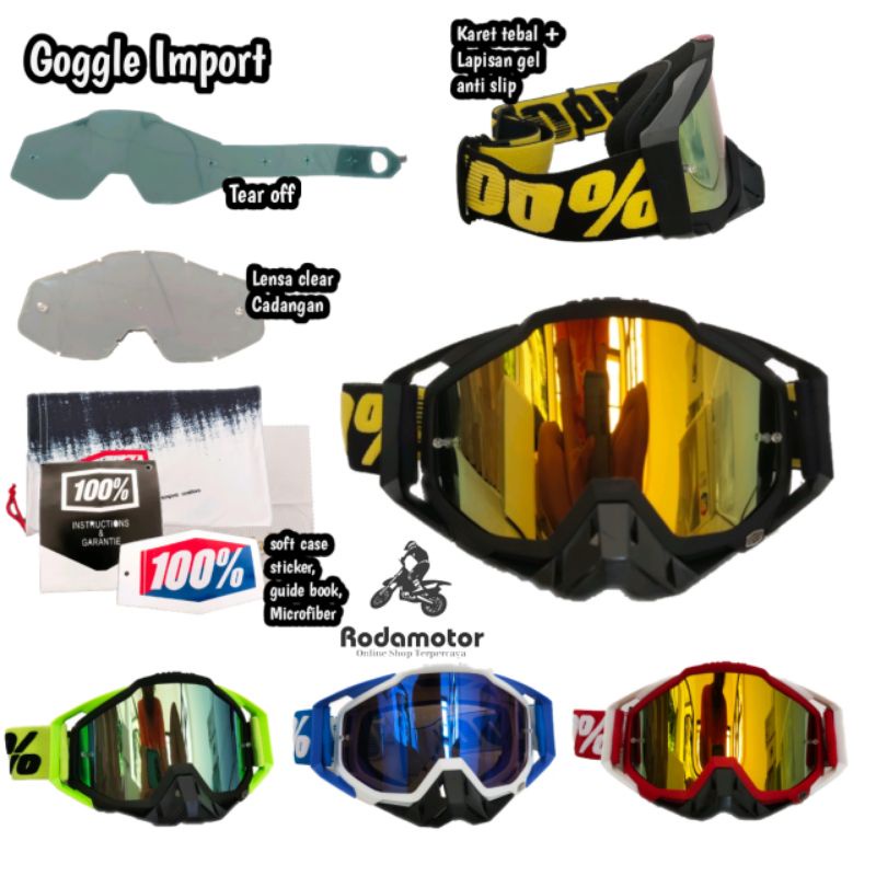 Goggle kacamata Helm cross trail motocross import pasangan jersey celana jerset body protector