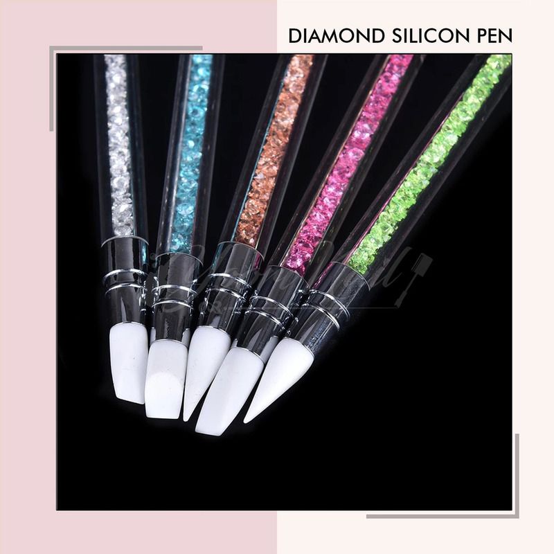 Diamond silicon pen set carving nail art 3d 4d gel nails brush kuas silikon