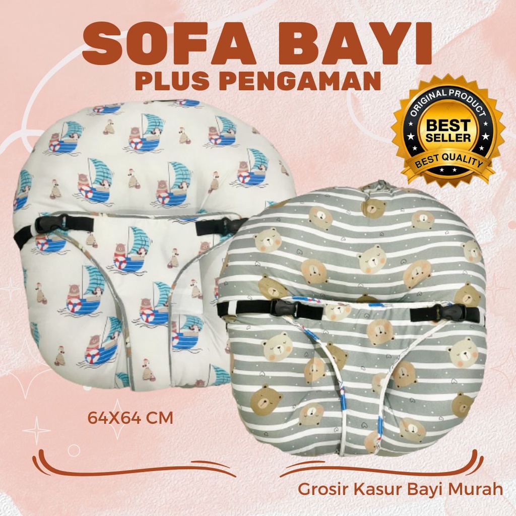 PROMO Sofa Bayi Bulat Plus Pengaman Lengkap set Bantal Empuk Tebal Nyaman Murah Untuk Baru Lahir New