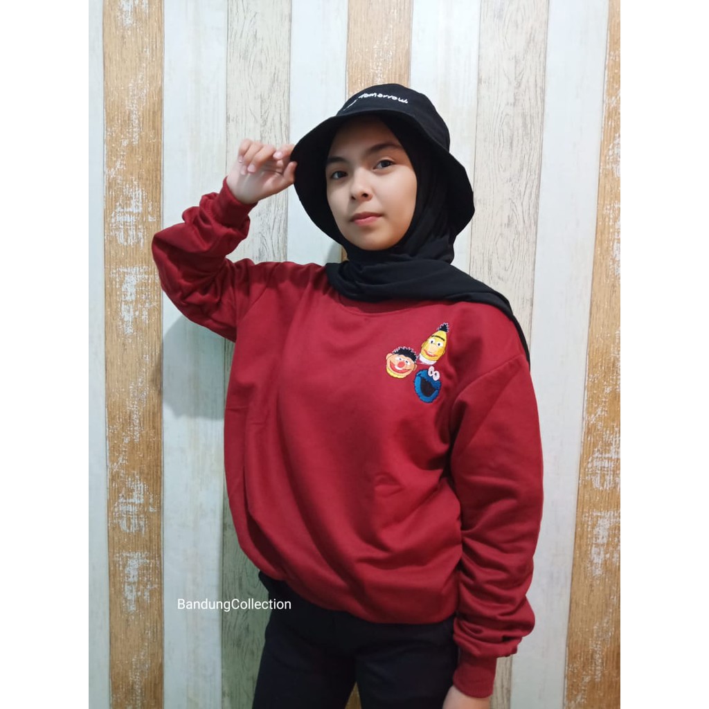 Sesame Maroon_Sweater korea_Sweater Wanita Terlaris