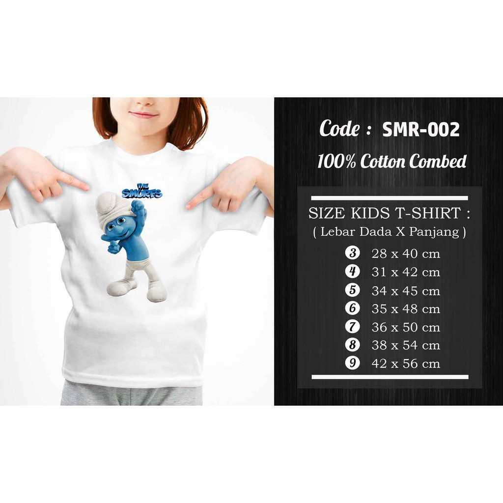 [FREE NAMA !!] Kaos Anak &amp; Family The Smurfs 100% COTTON PREMIUM