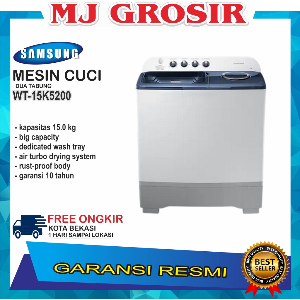 MESIN CUCI SAMSUNG WT 15K5200 15 KG 2 TABUNG WT15K5200 15KG