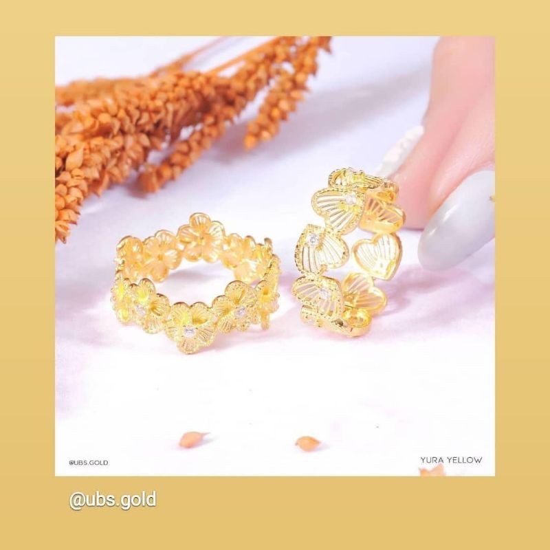 Cincin yura yellow love dan bunga UBS kadar 375 8K