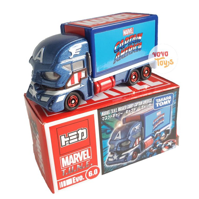 Tomica Marvel Tune Evo 6.0 Captain America Masked Carry (Local) - Termurah 