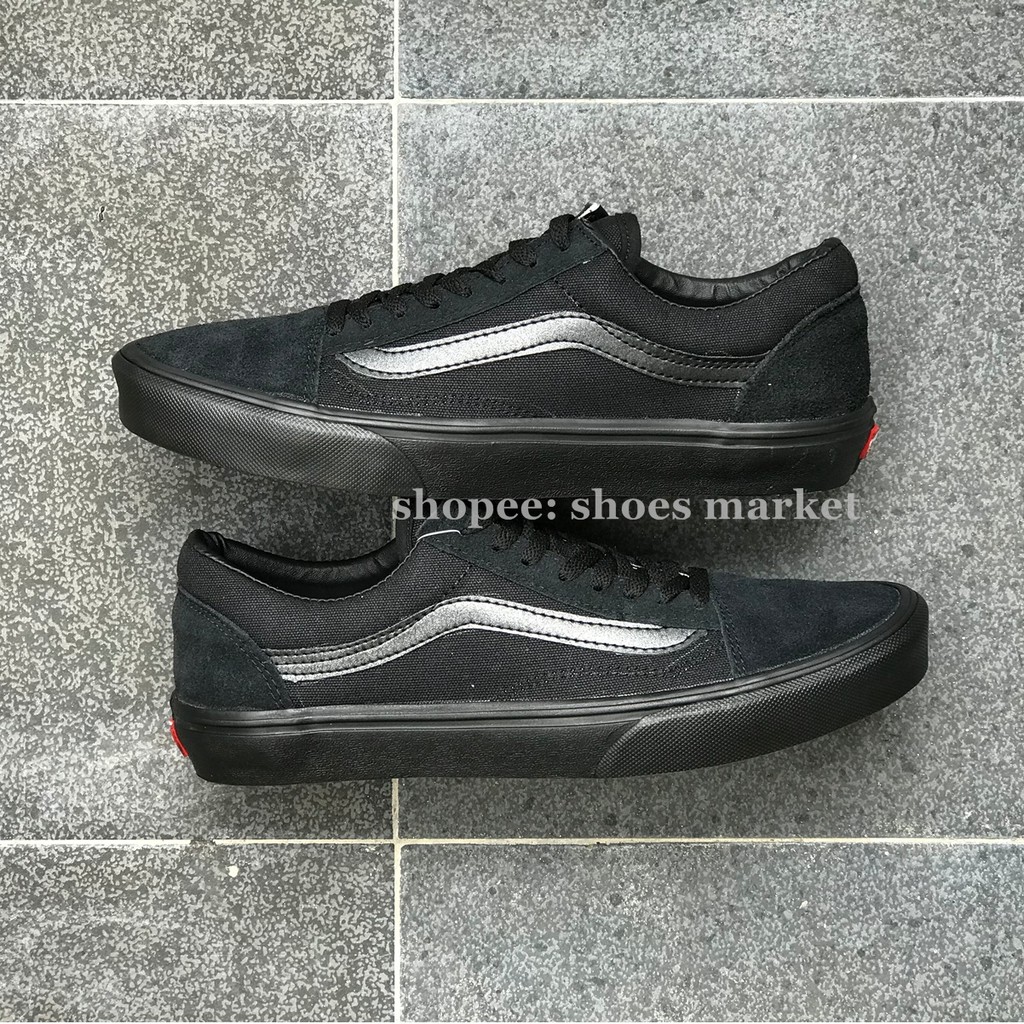 VANS OLDSKOOL ALL BLACK  FULL HITAM WAFFLE DT