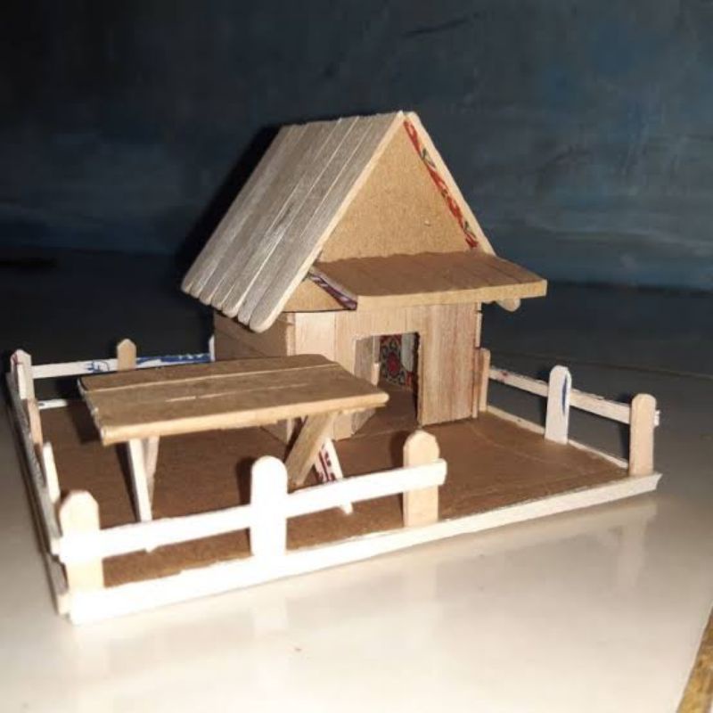 MINIATUR RUMAH/WARUNG DARI KAYU-HIASAN AQUASCAPE,PRAKARYA SEKOLAH,PAJANGAN