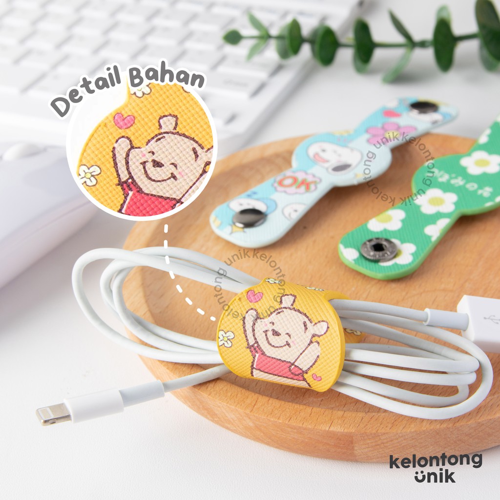 CARTOON - Cord Holder KULIT/ Klip Kabel/ Penjepit Kabel/ Pengikat Kabel