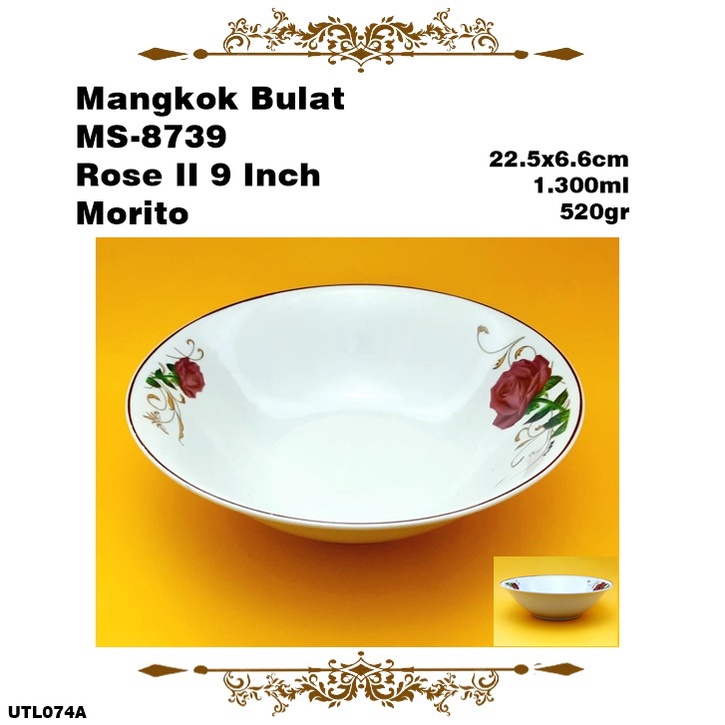 Mangkok Bulat Kerami MS-8739 Rose II 9 Inch Morito SNI